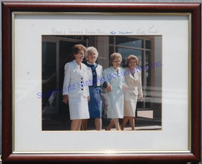 Four First Ladies Sign A Photograph Taken At The 1991 Dedication Of The Ronald Reagan Presidential Library