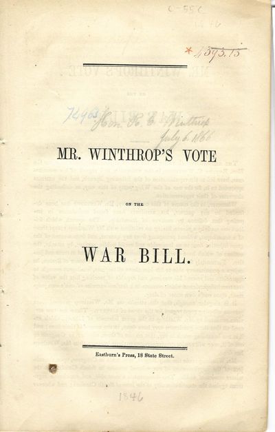 MR. WINTHROP'S VOTE ON THE WAR BILL