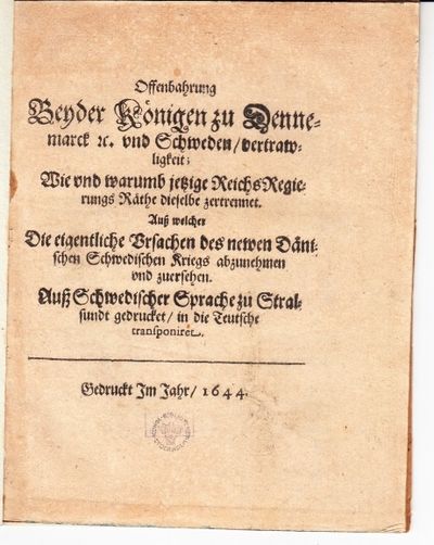 Offenbahrung beyder Königen zu Dennemarck etc.…