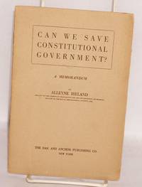 image of Can we save constitutional government? A memorandum