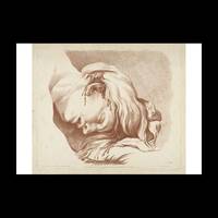 Head of figure lying on the ground with bleeding wound, Museum Etching, Museum Quality, A4