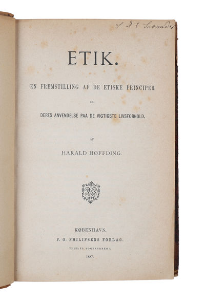 Etik. En Fremstilling af de etiske Principper og deres Anvendelse på de vigtigste Livsforhold. - [THE FOUNDATION OF THE WELFARE-STATE] (photo 2)