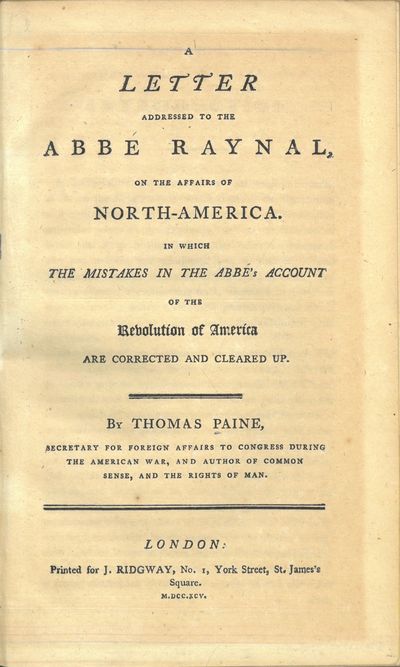 A letter addressed to the Abbé Raynal, on the…