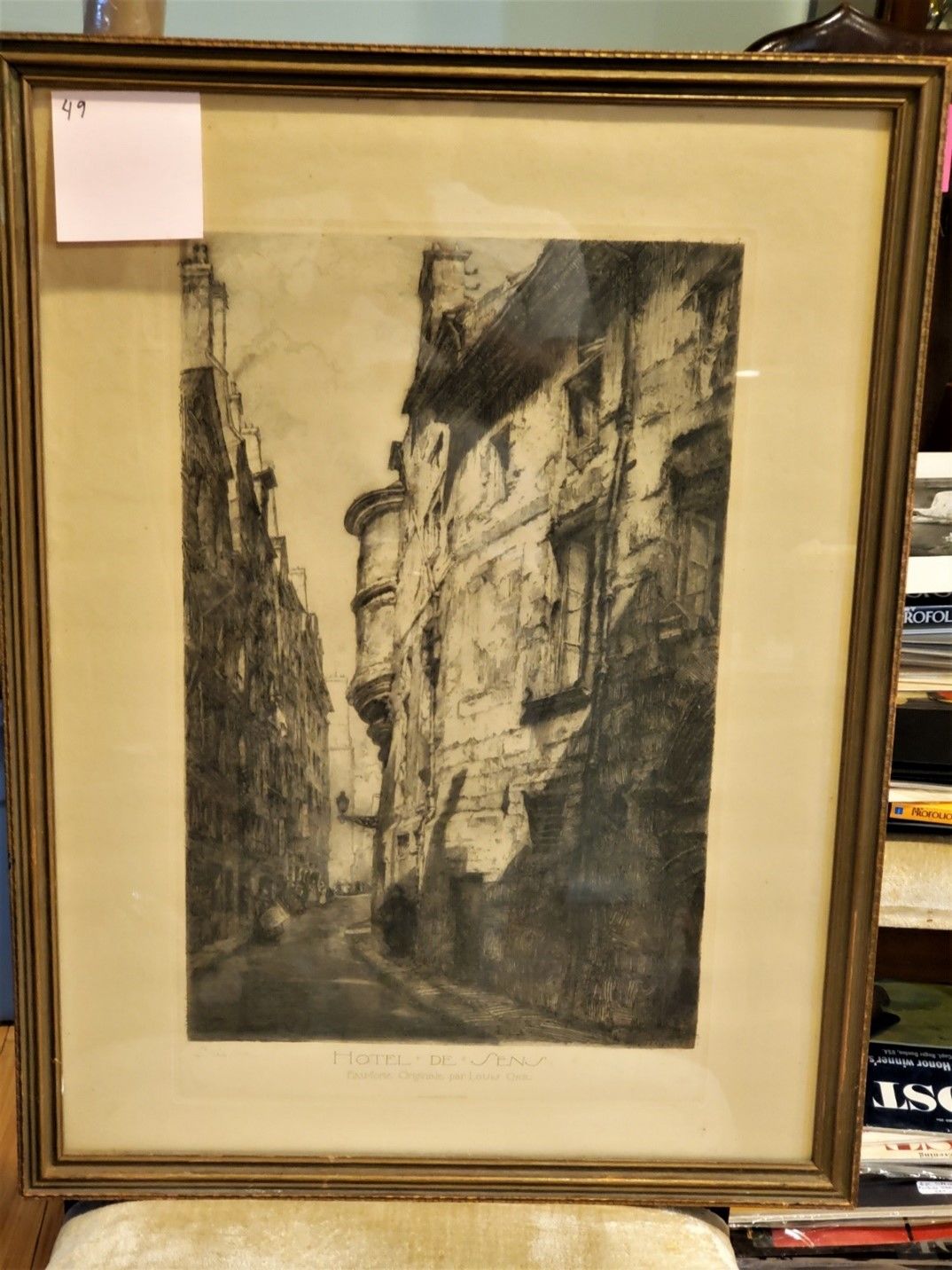 BIBLIO Hotel De Sens (original Etching) by Louis Orr orig frame