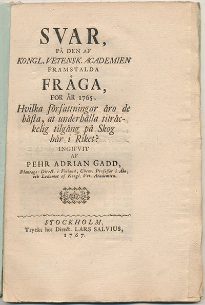 Svar, på den af kongl. Vetensk. academien…