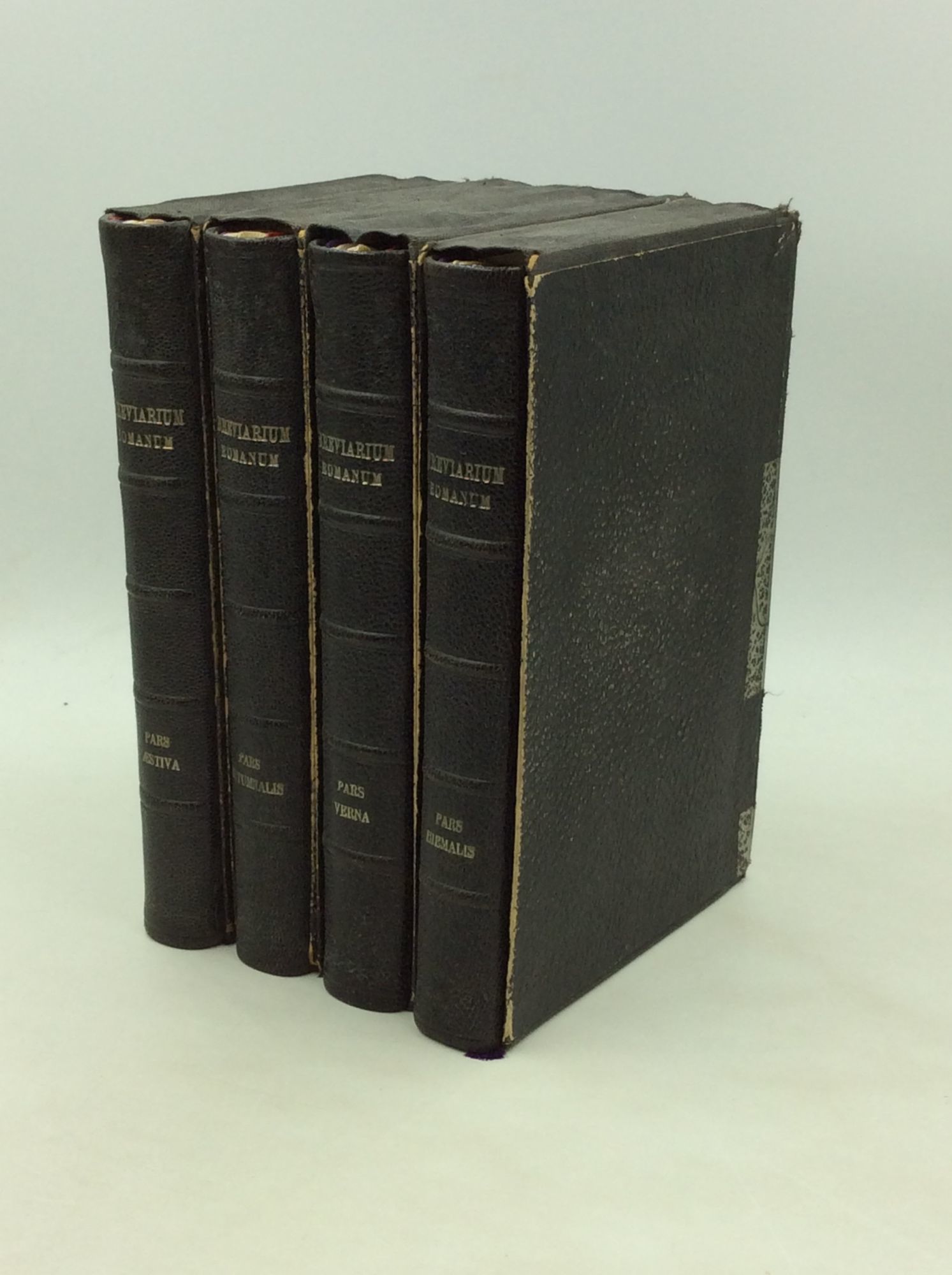 革表紙の本1894年Breviarium Romanum ローマ日課書/K586 BREVIARIUM ROMANUM: complete 4 volume set by Roman Catholic Church