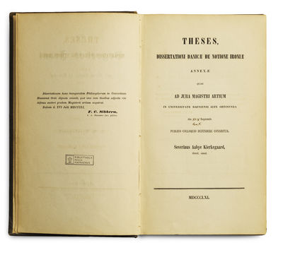 Om Begrebet Ironi med stadigt hensyn til Socrates. Af S. A. Kierkegaard. - [ARGUABLY THE BEST POSSIBLE COPY ONE CAN EVER HOPE TO ACQUIRE OF KIERKEGAARD’S DISSERTATION – ONE OF TWO COPIES ON THICK VELLUM PAPER] (photo 2)