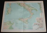 image of Map of "Southern Italy" from 1920 Times Atlas (Plate 37) including Sardinia, Sicily, Malta and Tunis