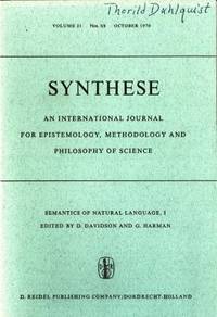 Synthese. Volume 21. Nos 3/4. October 1970. An…
