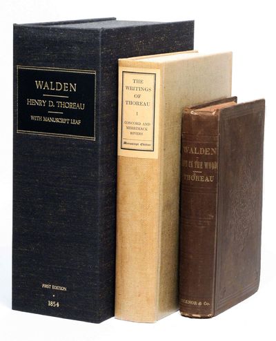 Walden; Or, Life in the Woods (1854); with a manuscript leaf from Thoreau's memoirs bound in The Writings of Henry David Thoreau (1906)