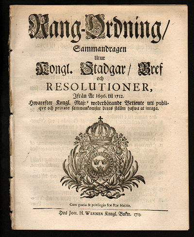 Rang-ordning/ sammandragen utur kongl. stadgar/…
