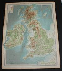 Bathy-Orogaphical Map of British Isles from the 1920 Times Atlas (Plate 14) with mountain and hill ranges and other geological landscape features named by The Times and J. G. Bartholomew - 1920