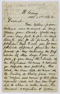 [Autograph Letter, Signed, from Nebraska Territory Pioneer George L. Miller to Nebraska General Samuel Ryan Curtis, Reporting on Some Dirty Politics and Including a Brief Appraisal of the Frontier Town of Omaha]
