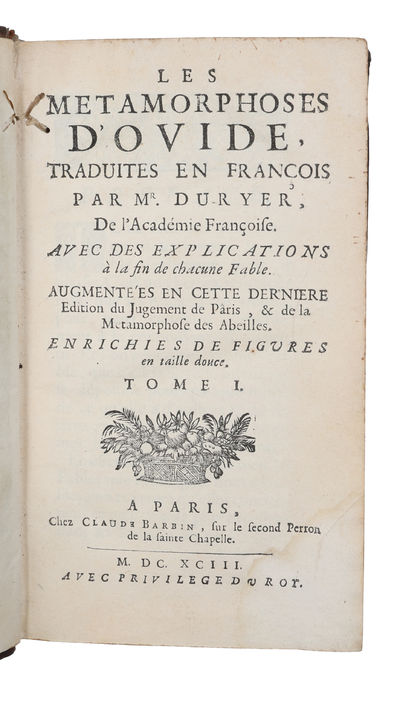 Les metamorphoses d'Ovide traduites par Du Ryer, avec des explications à la fin de chaque fable avec le jugement de Paris et de la métamorphose des Abeilles. Vols. 1 & 2 (out of 3). (photo 3)