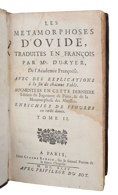 Les metamorphoses d'Ovide traduites par Du Ryer, avec des explications à la fin de chaque fable avec le jugement de Paris et de la métamorphose des Abeilles. Vols. 1 & 2 (out of 3). (photo 4)