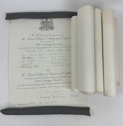 ROYAL COLLEGE OF PHYSICIANS/SURGEONS MEMBERSHIP AND LICENSURE DIPLOMA LOT [Nine Documents]