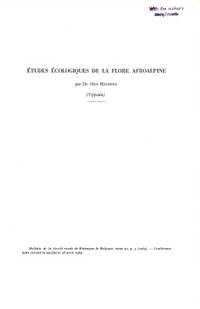 Etudes écologiques de la flore afroalpine.