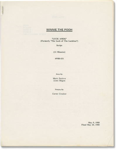 The New Adventures of Winnie the Pooh: Luck Amok (Two original screenplays for the YEAR television episode)