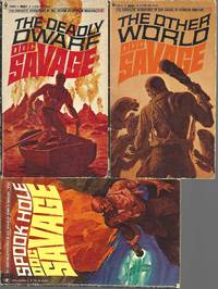 &quot;DOC SAVAGE&quot; NOVELS 3- VOLUMES: # 28 The Deadly Dwarf (originally titled Repel) / # 29 The Other World / # 70 Spook Hole by Robeson, Kenneth (pseudonym of Lester Dent, also of Harold A. Davis, W. Ryerson Johnson, Lawrence Donovan, William G. Bogart & Alan Hathway)