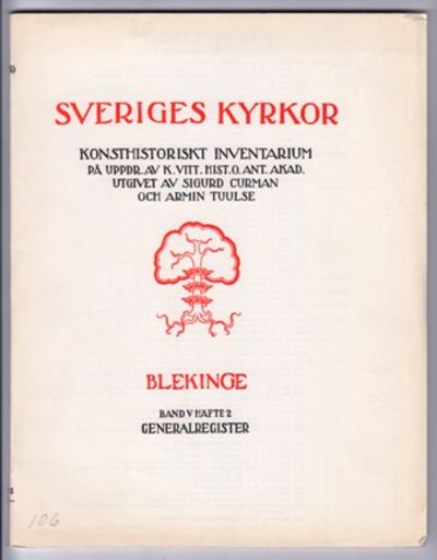 Generalregister till [Sveriges kyrkor], Blekinge.…