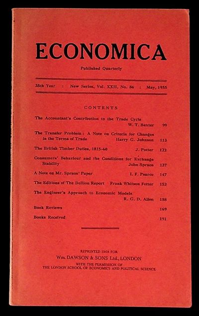 Economica. Published Quarterly. 35th Year, New Series, Volume XXII, Number 86. May, 1955