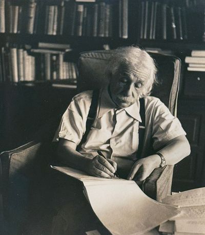 Photograph of Albert Einstein in his Study