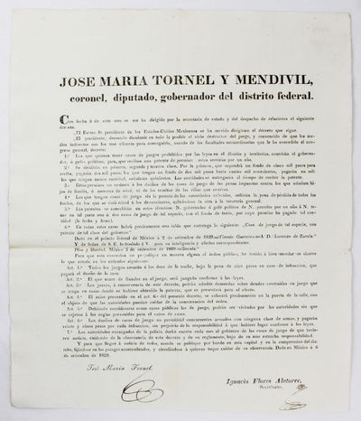 Jose Maria Tornel y Mendevil... Con Fecha 5 de Este Mes Se Me Ha Dirigido por la Secretaria de Estado y del Despacho de Relaciones el Siguiente Decreto... [caption title and first line of text]