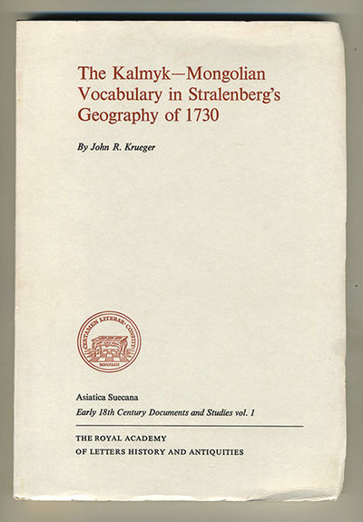 The Kalmyk-Mongolian Vocabulary in Stralenberg’s…