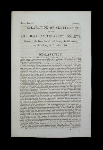 Declaration of Sentiments of the American Anti-Slavery Society