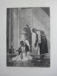 'Jeune Grecs a la Mosque' Two young men kneel by a candle while a man standing behind bows,...