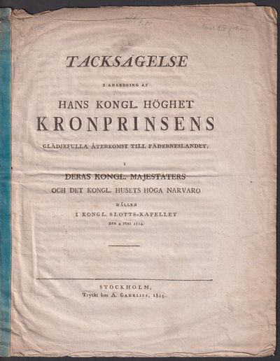 Tacksägelse i anledning af hans kongl. höghet…
