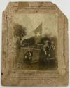 [Large-Format Photograph Picturing the Last Reunion of the Final Five Survivors of the Battle of San Jacinto, Posed with Colonel Fannin's Goliad Cannon and a Large Texas State Flag]