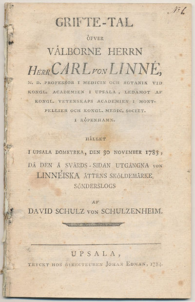 Grifte-tal öfver välborne herrn herr Carl von…