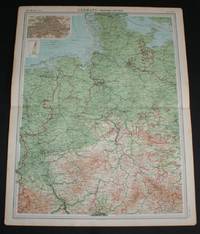 Map of "Germany - Western Section" from 1920 Times Atlas (Plate 40) including Hamburg, Lubeck, Bremen, Essen, Hanover, Brunswick, Magdeburg, Cologne, Dusseldorf, Erfurt, Cassel, Weimar, Coblenz and Kiel