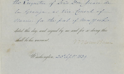 President Van Buren Authorizes the U.S. Seal Placed on the Exequatur of the Mexican Vice Consul to the Port of New York