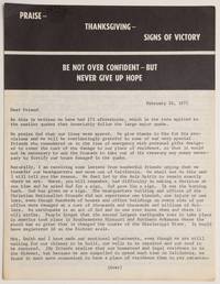 image of Praise - Thanksgiving - Signs of victory. Be not confident - but never give up home