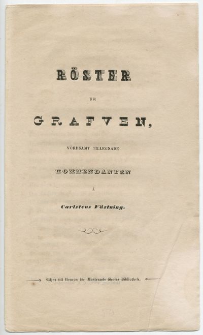 Röster ur grafven, vördsamt tillegnade…