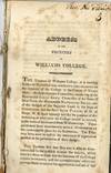 WILLIAMS COLLEGE EPHEMERA, consisting of ADDRESS OF THE TRUSTEES OF WILLIAMS COLLEGE