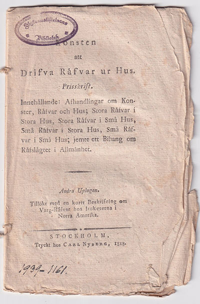 Konsten att drifva räfvar ur hus. Prisskrift.…