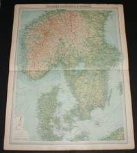 image of Map of "Southern Scandinavia & Denmark" from 1920 Times Survey Atlas (Plate 42) including Southern Norway and Sweden, Copenhagen, Goteborg, Malmo, Stockholm, Kristiania, Bergen, Krisiansund, Hernosand, etc