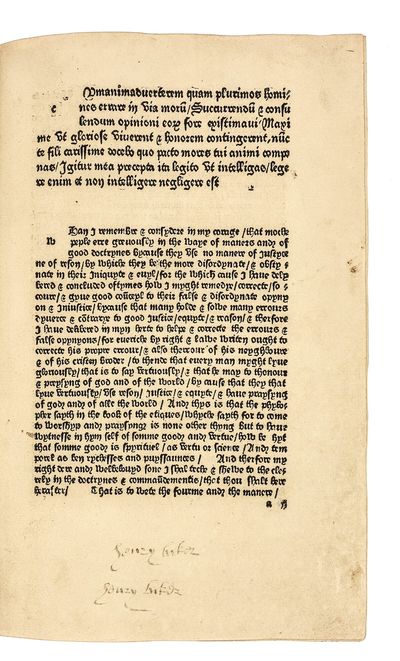 Here begynneth the prologue or prohemye of the book callid Caton" Disticha de moribus, in English and Latin. Translated from the French by William Caxton. With a paraphrase and commentary