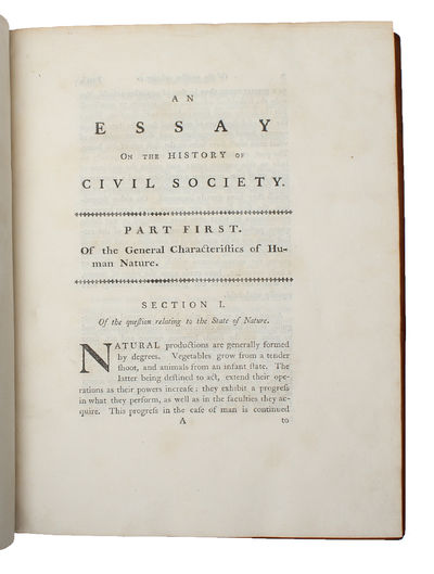 An Essay on the History of Civil Society.  - [PIONEERING CLASSIC OF THE ENLIGHTENMENT] (photo 3)