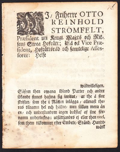 Wi, friherre Otto Reinhold Strömfelt, præsident…