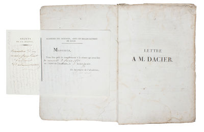 Lettre a M. Dacier, relative a l'alpabet des hiéroglyphes phonétiques, employés par les égyptiens pour inscrire sur leurs monuments les titres, les noms et les surnoms des souveraines grecs et romains. - ["I'VE GOT IT" - CRACKING THE CODE OF THE HIEROGLYPHS] (photo 7)