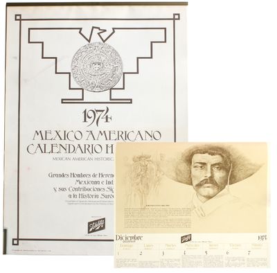 1974 Mexico~Americano Calendario Historico: Mexican American Historical Calendar... [Cover title]