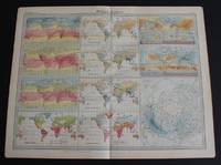 image of World Climate Maps from the 1920 Times Atlas (Plate 3) - single sheet containing 11 small maps depicting World Temperature levels, Rainfall and Pressure and Winds