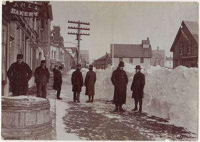 Winter scene, Main Street, Vinalhaven, Maine