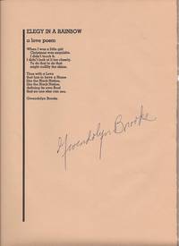 Elegy In A Rainbow A Love Poem Broadside By Brooks Gwendolyn 1971