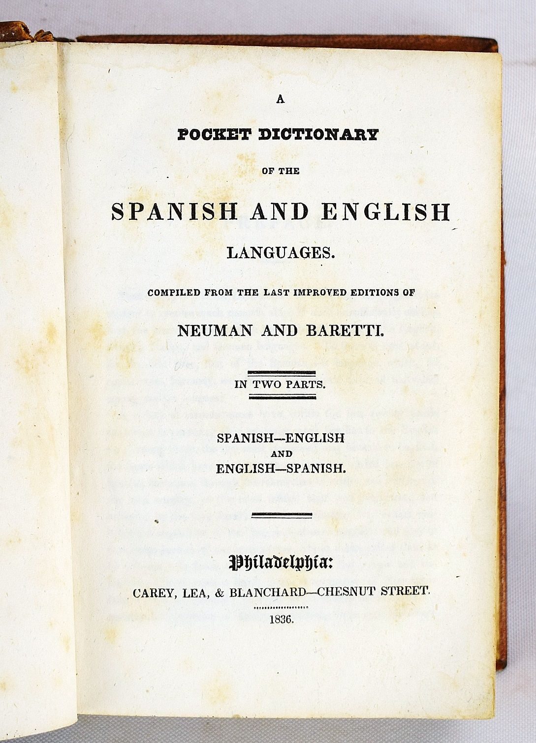A pocket dictionary of the Spanish and English languages Compiled from
