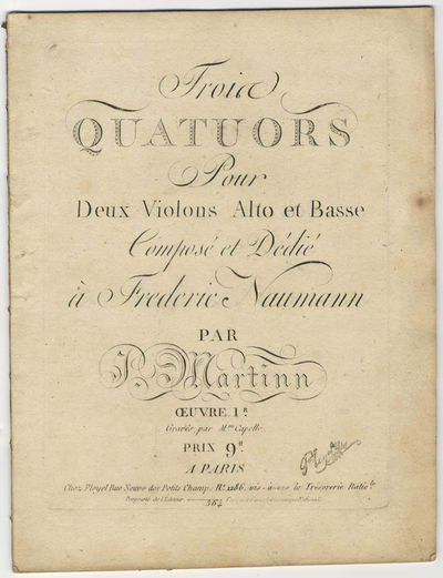 Paris: Pleyel , 1806. Folio. Disbound. Violino primo: 1f. (title), (blank), 2-4, (blank), 6-14, (bla...